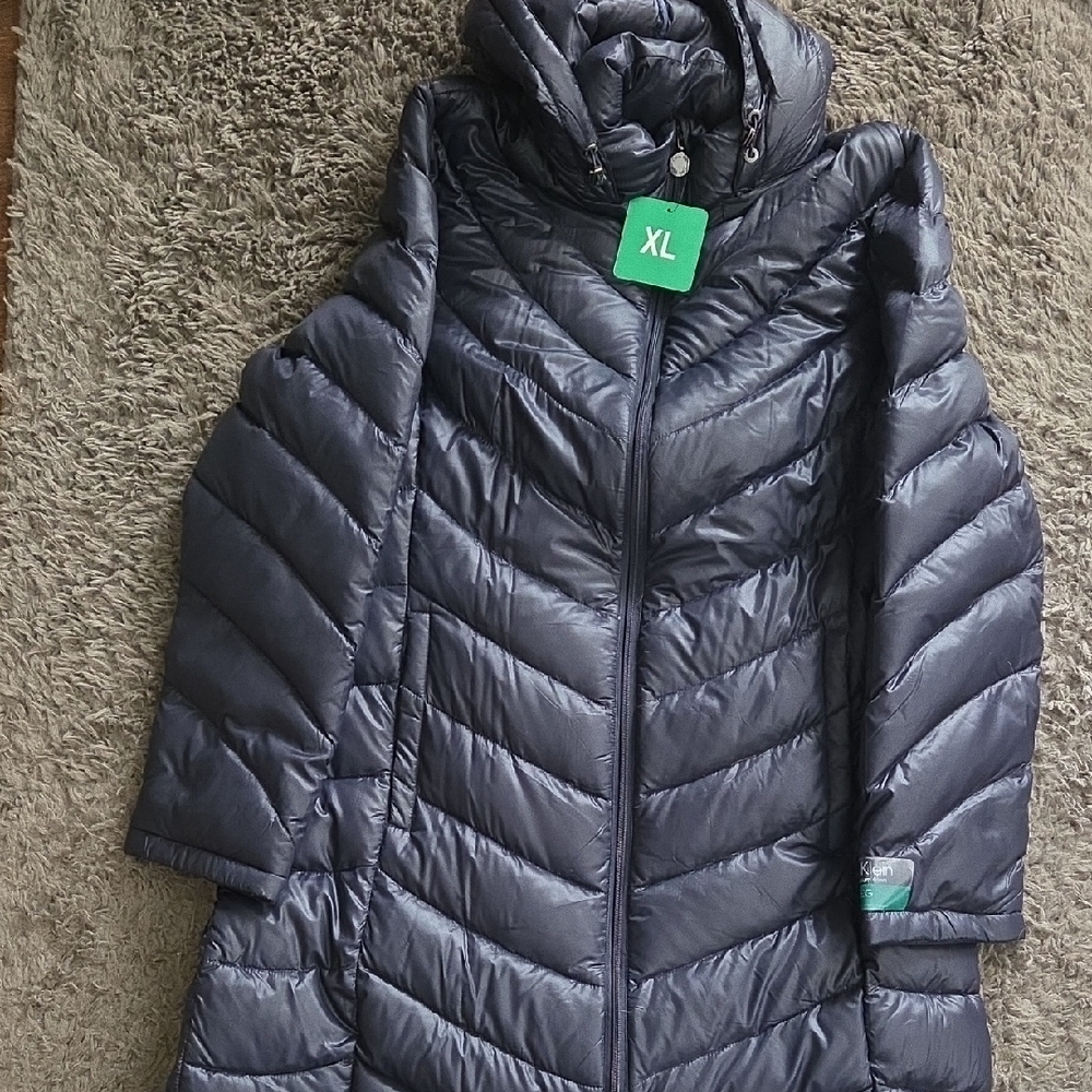 NWT Calvin Klein Sz XL Packable Navy Blue Coat - Picture 1 of 8